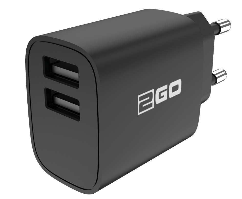 2GO Ladegerät 10W 2-Port 2x USB-A   schwarz