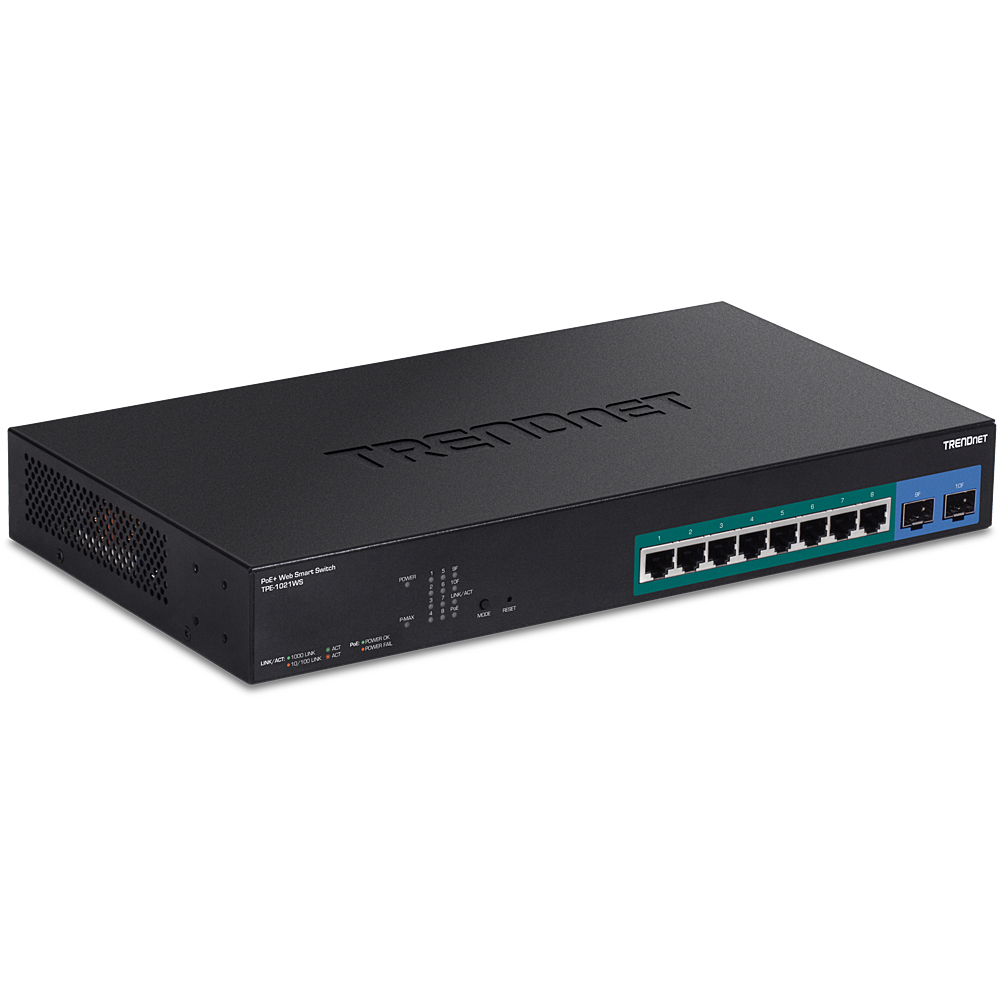 TRENDnet Switch 10-Port Gbit PoE+ Web Smart 2xSFP 19"