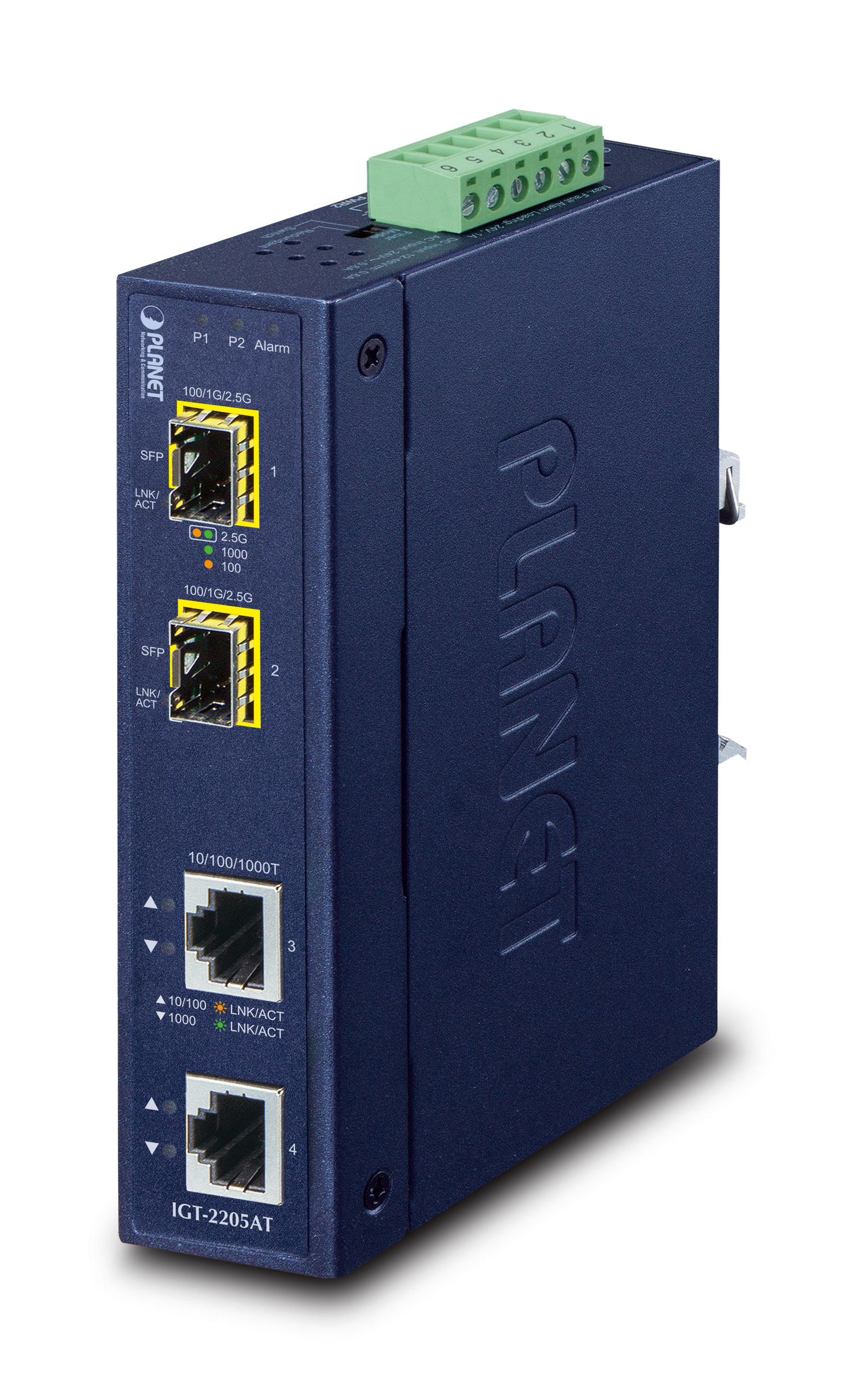 PLANET IP30 2x GE to 2-Port SFP Media Converter IGT-2205AT