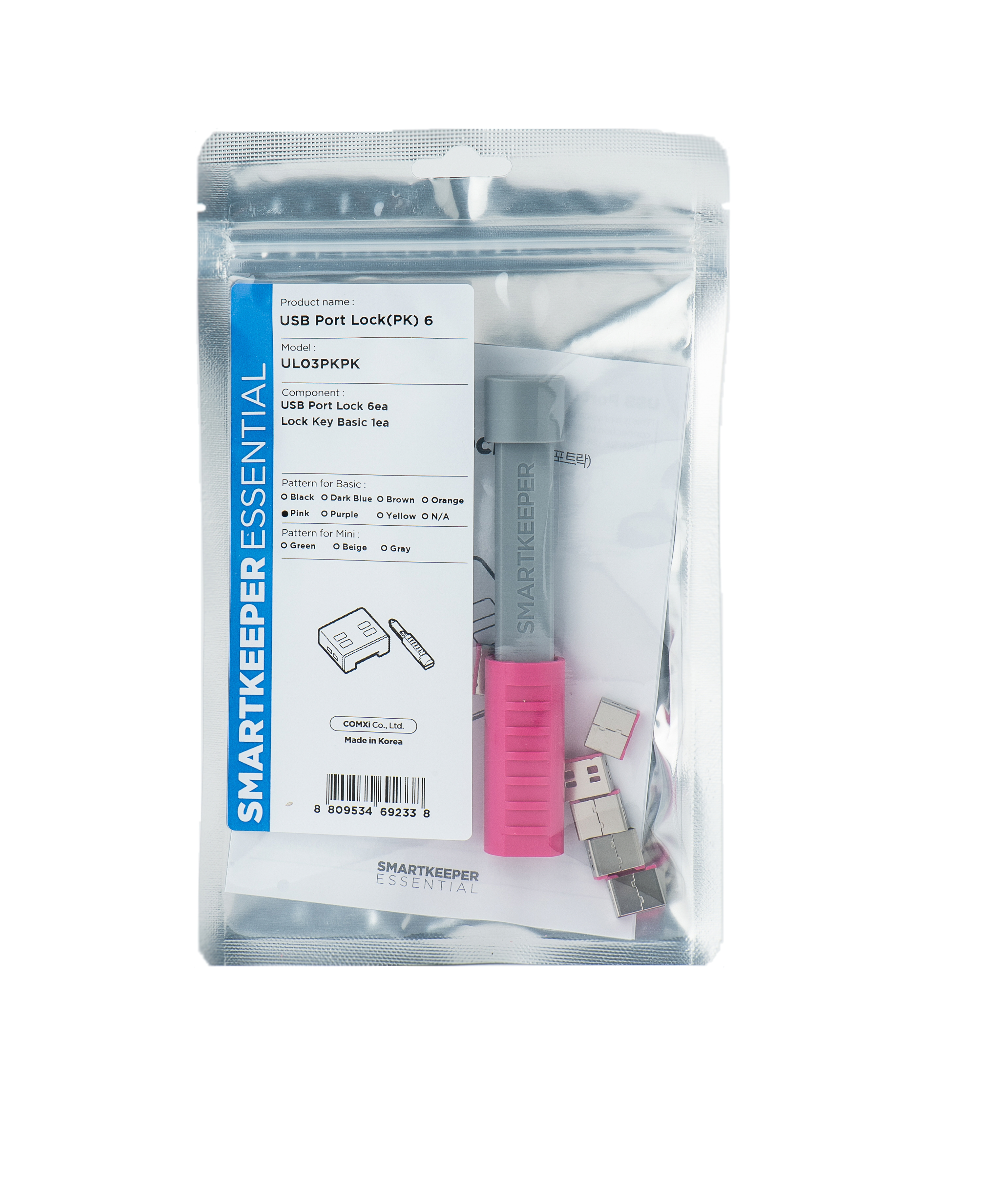 SmartKeeper Basic "USB-A Port" Blocker pink 6 Stk.+Key