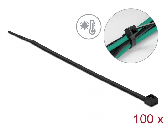 DELOCK Kabelbinder hitzebeständig L 200 x B 3,6 mm schwarz