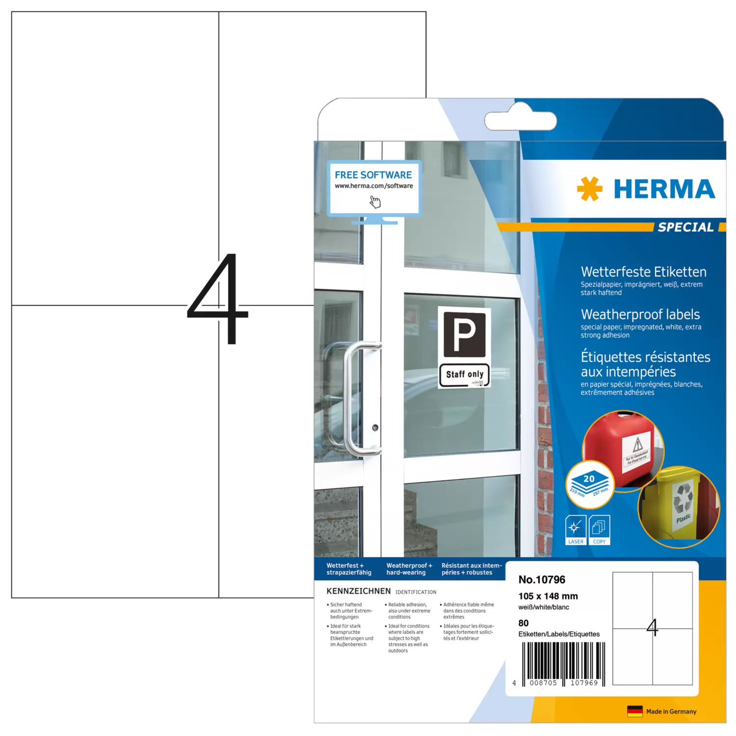 HERMA Wetterfeste Imprägn.Etik.A4 20 Blatt 105x148 HERMA Wetterfeste Imprägn.Etik.A4 20 Blatt 105x148