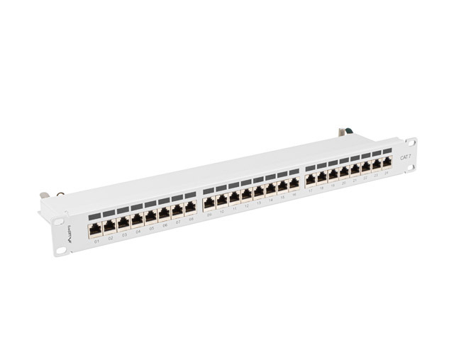 LANBERG 19" Patchpanel 1U 24-Port CAT.7 FTP geschirmt grau