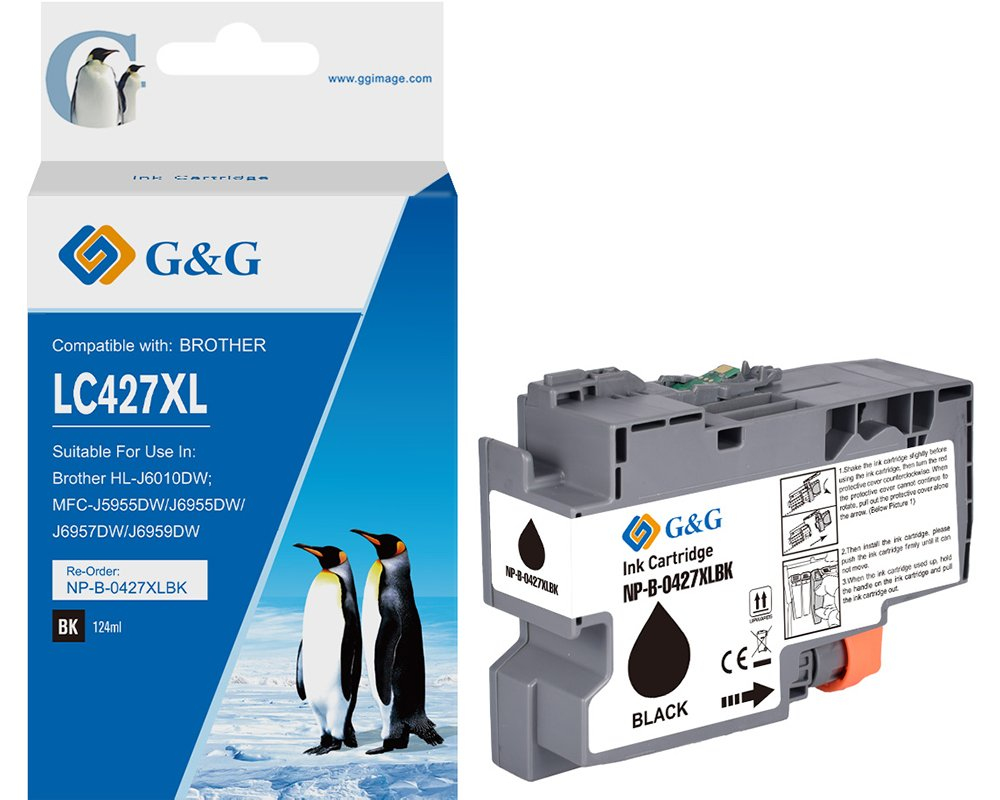 G&G Tinte kompatibel mit Brother 427XL LC-427XLBK Schwarz