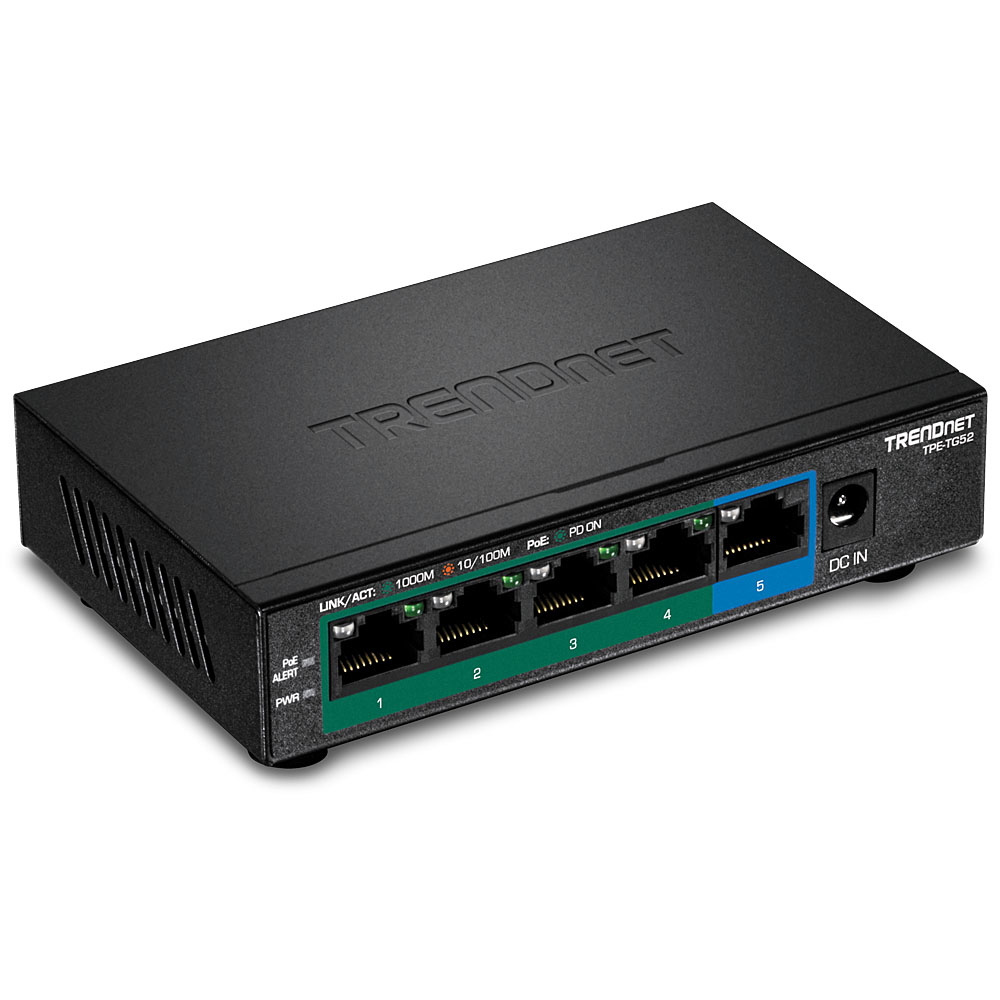 TRENDnet Switch 5-Port Gbit PoE+ 32W Metall