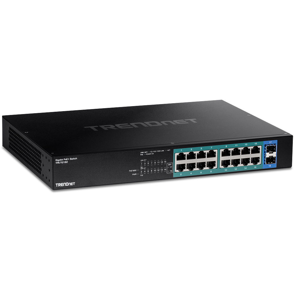 TRENDnet Switch 18-Port Gbit PoE+ 240W 2xSFP 19"