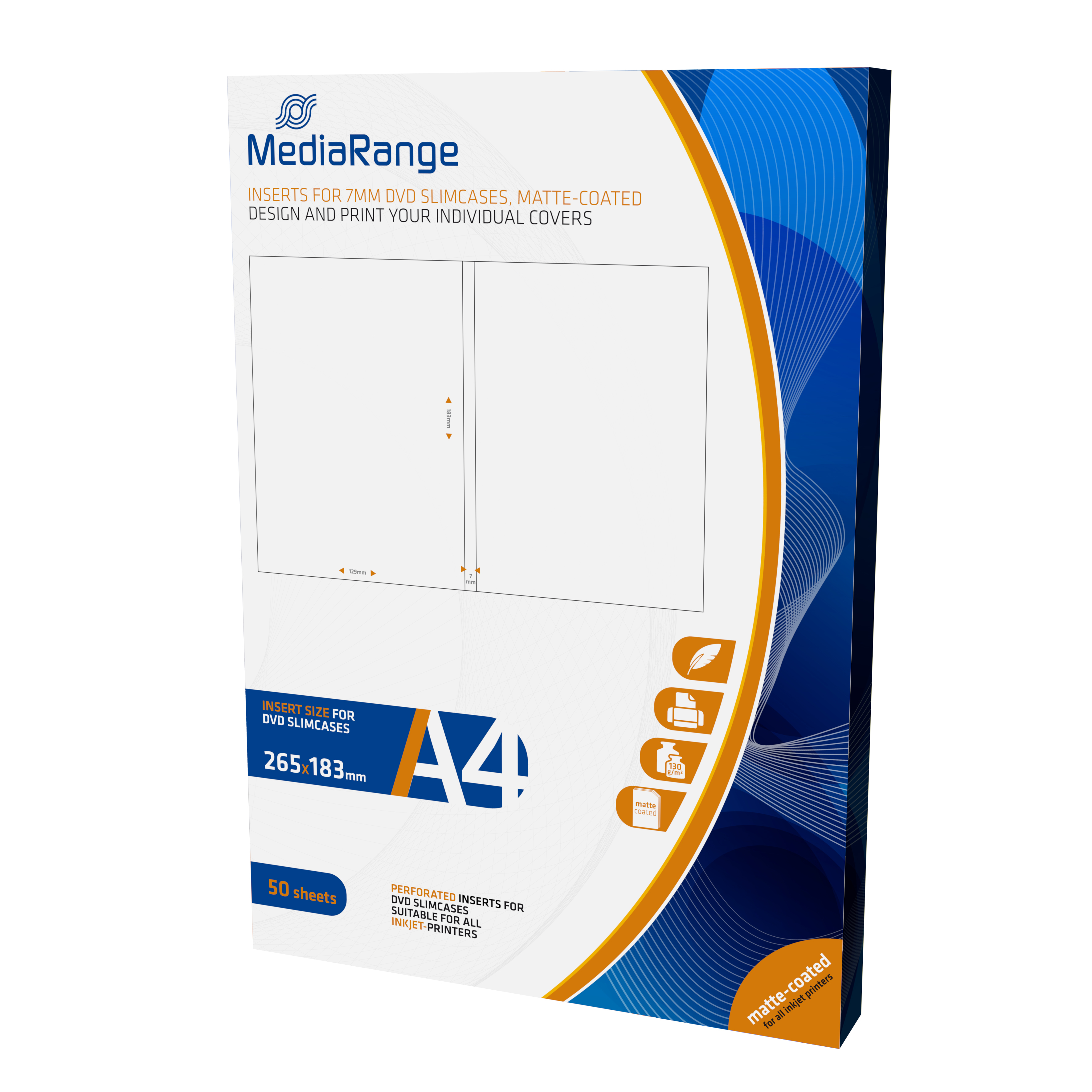 MediaRange DVD Case 50 DINA4 Bögen/&shy;Pack vorgestanzt (7mm)