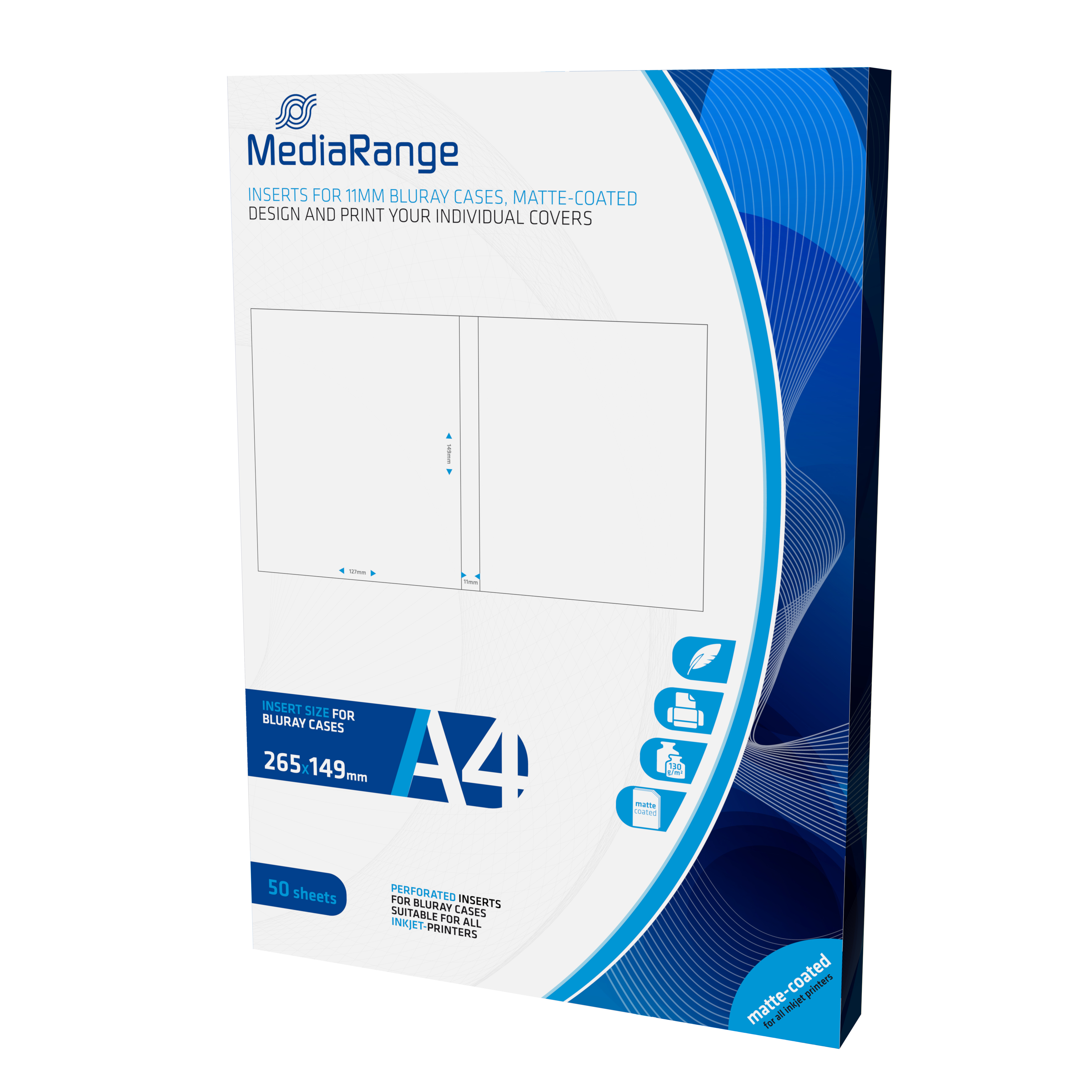 MediaRange Blu-ray Case 50 DINA4 Bögen/&shy;Pack vorgestanzt
