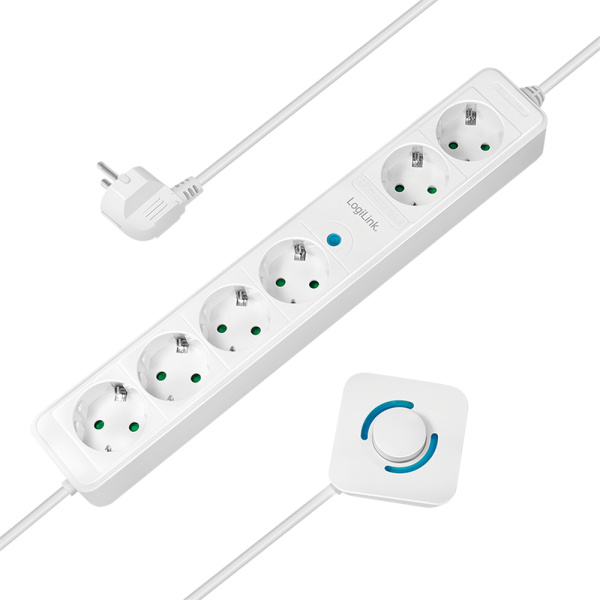 Logilink Steckdosenleiste 6-fach,6xCEE 7/&shy;3,m.Fußschalter,1,5
