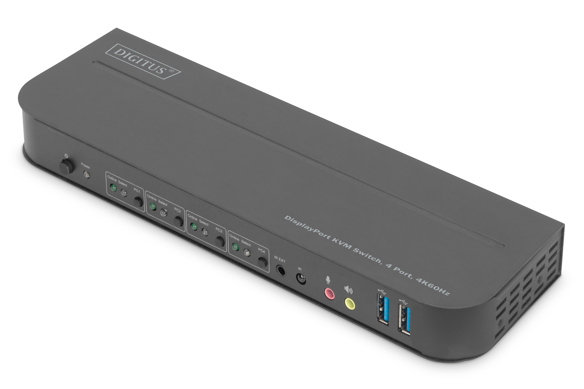 DIGITUS KVM Switch 4-Port, 4K60Hz, 4x DP in, 1x DP/&shy;HDMI out