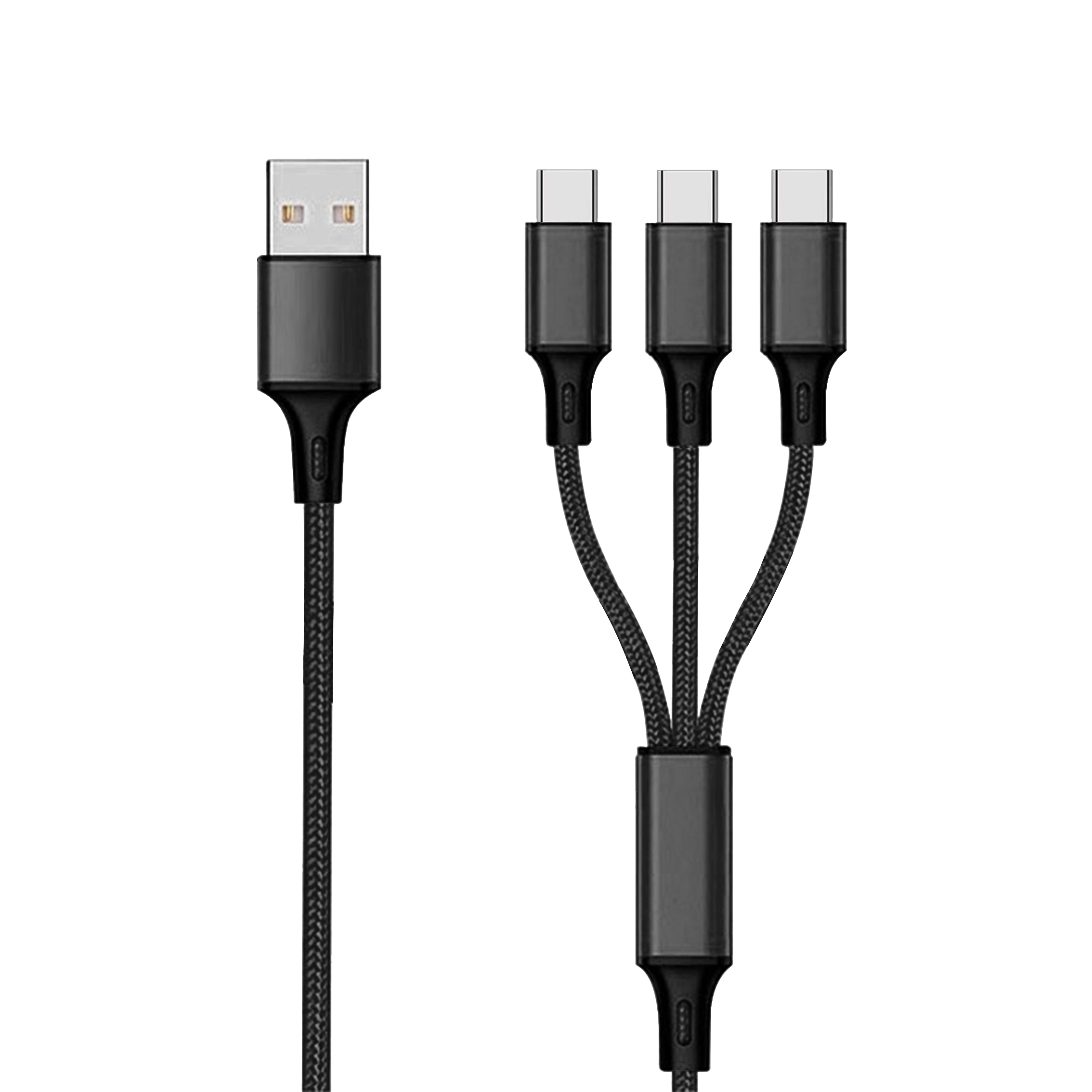 2GO 3in1 USB Ladekabel USB Type-C Nylon  1,5m   schwarz