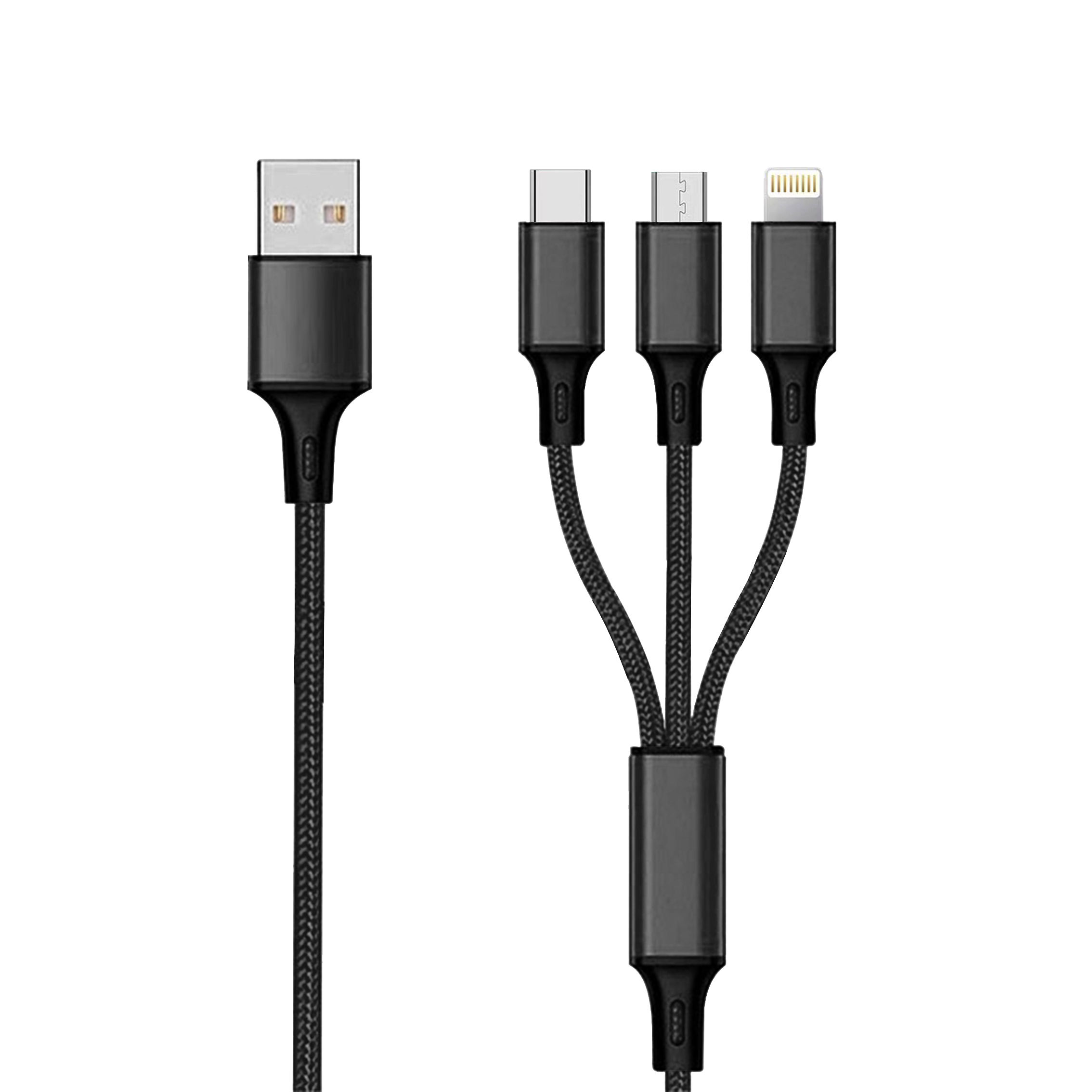 2GO 3in1 USB Ladekabel Micro-USB,Lightn.,USB-C Nylon 3m sw