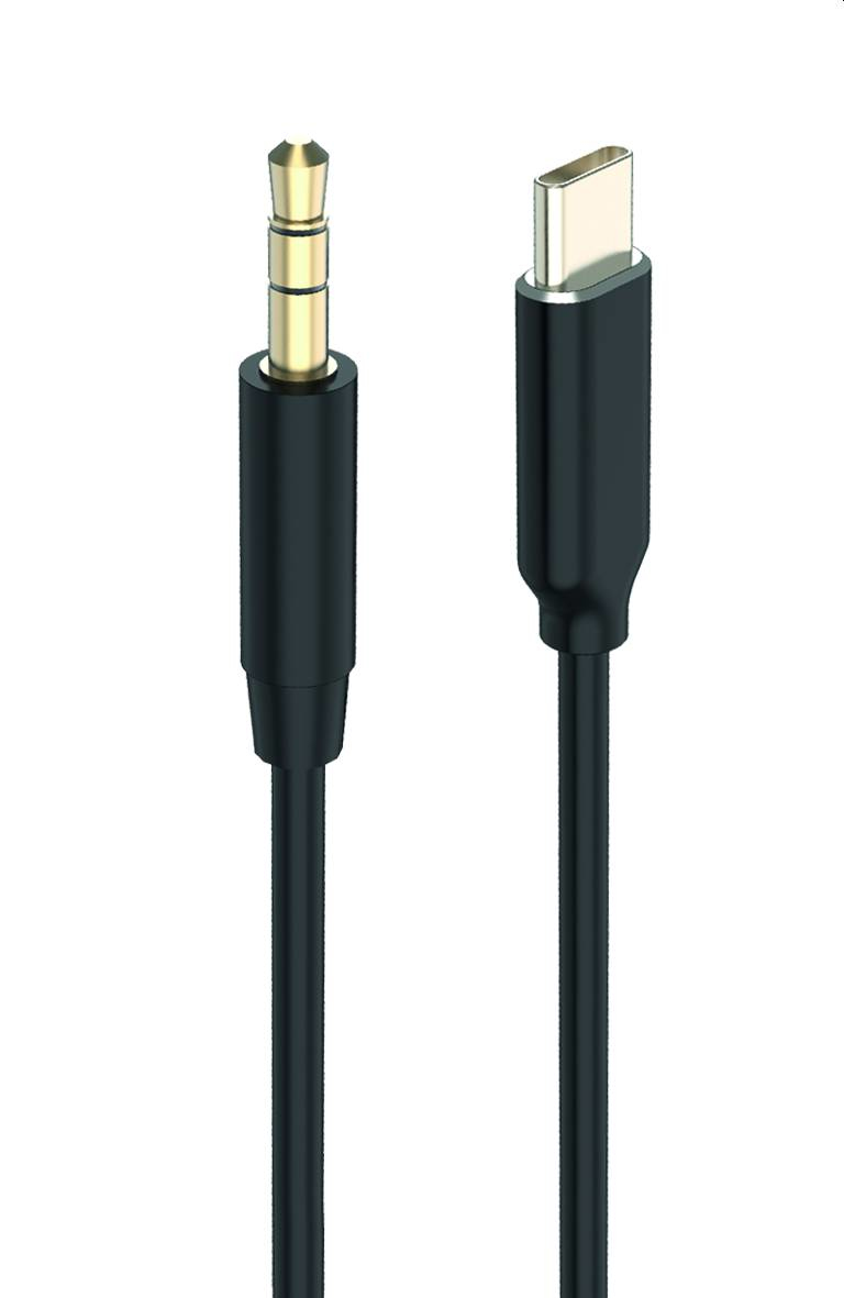 2GO Audiokabel AUX/&shy;MP3 für USB Type-C - Stereo 100cm schwarz