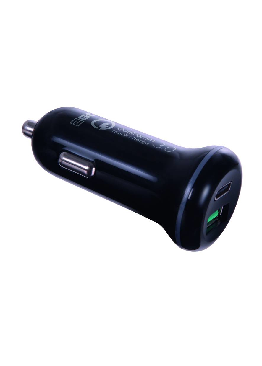 2GO USB KFZ-Ladegerät USB 3.0 + Type-C Quick Charge  schwarz