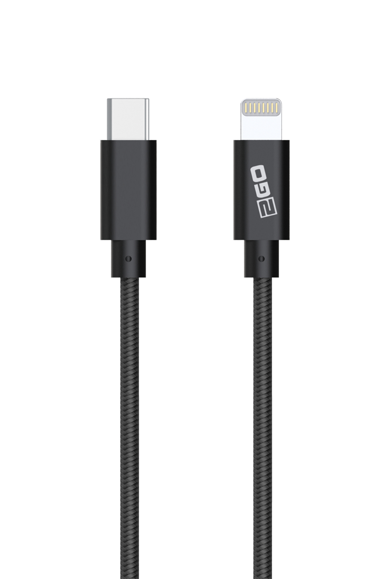 2GO Datenkabel lightning-USB Type-C anthrazit-1m MFI zert