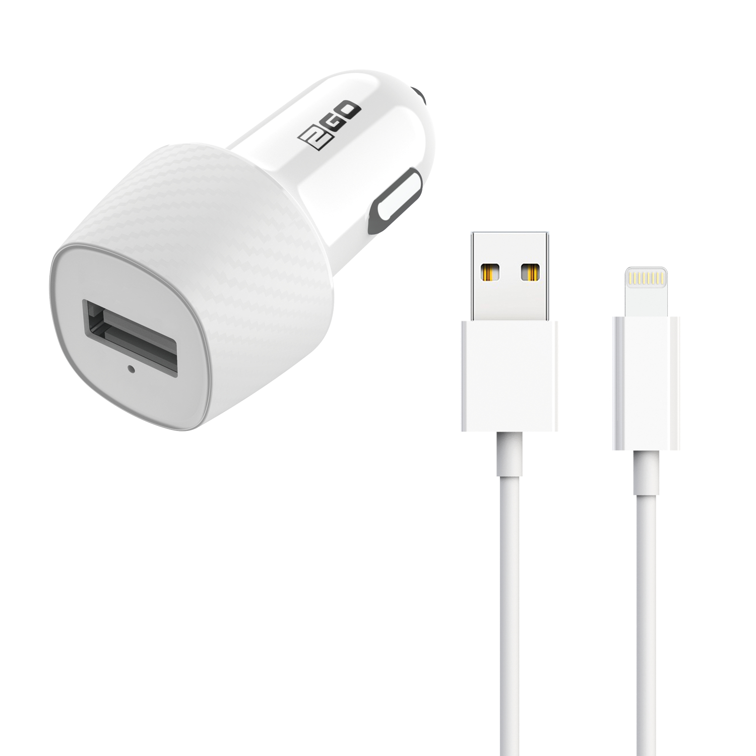 2GO Kfz Ladegerät USB auf Lightning inkl. Lightning Kabel ws