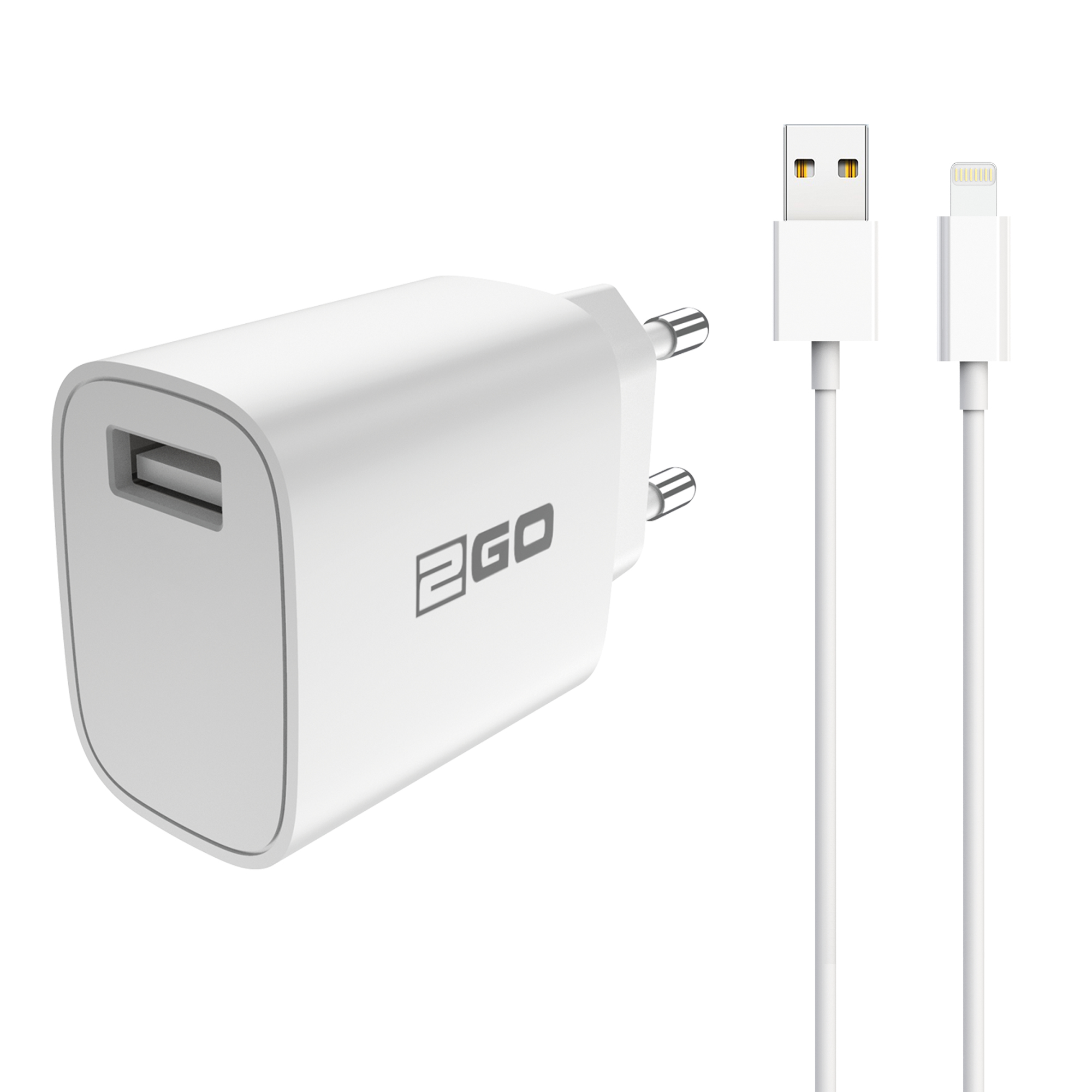 2GO Ladegerät 10,5W 1x USB-A inkl. Lightning Kabel - weiß