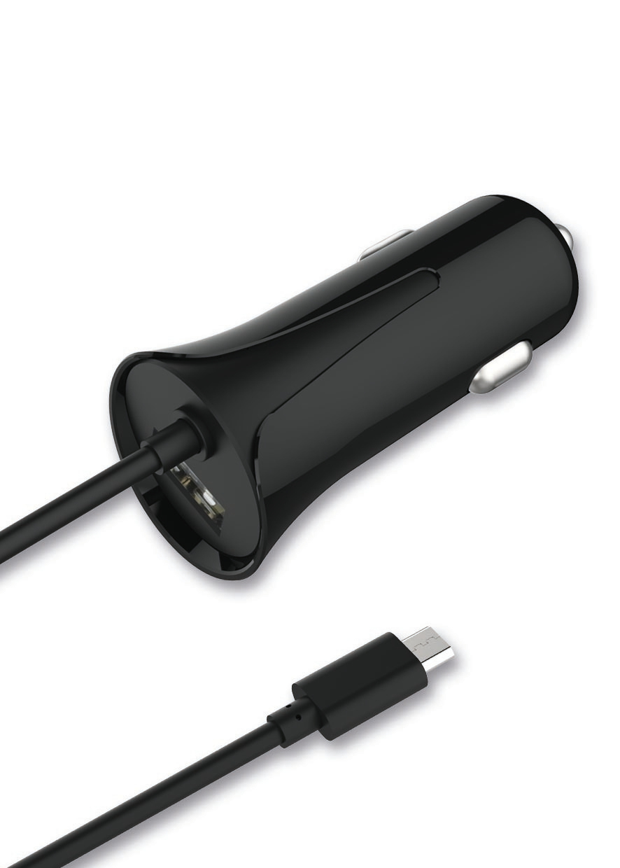 2GO USB-Kfz-Ladegerät 2400mA Micro USB  120cm   schwarz