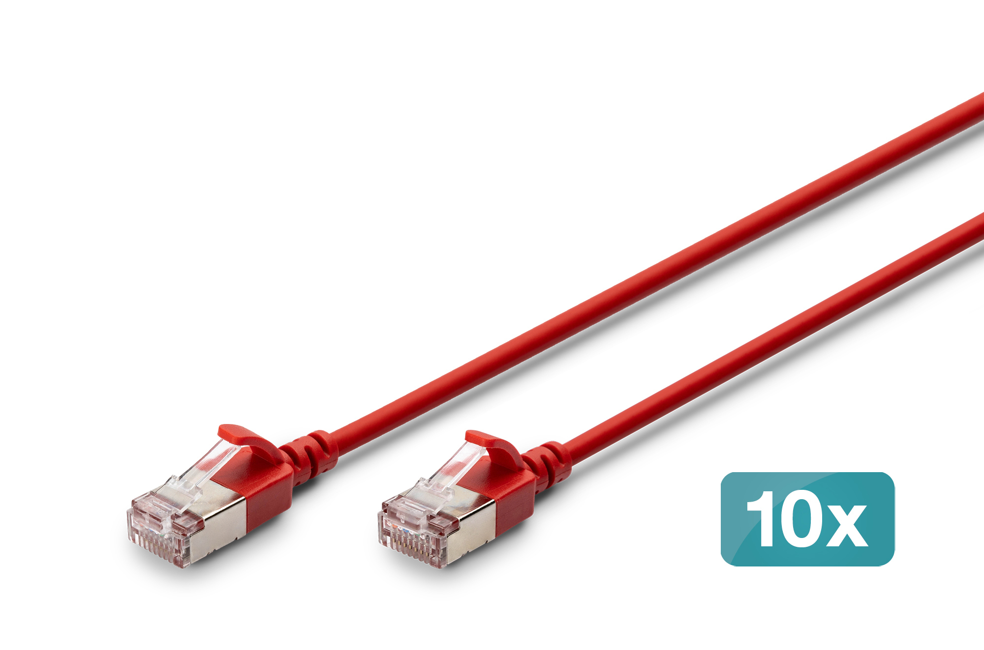 DIGITUS Patchkabel CAT 6A F/&shy;FTP Slim 3m rot 10 Stück