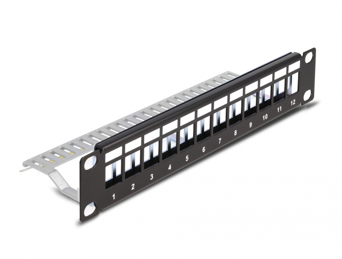 DELOCK 10" Keystone Patchpanel 12 Port Entl.schiene 1HE schw