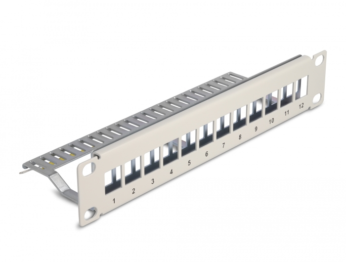 DELOCK 10" Keystone Patchpanel 12 Port Entl.schiene 1HE grau