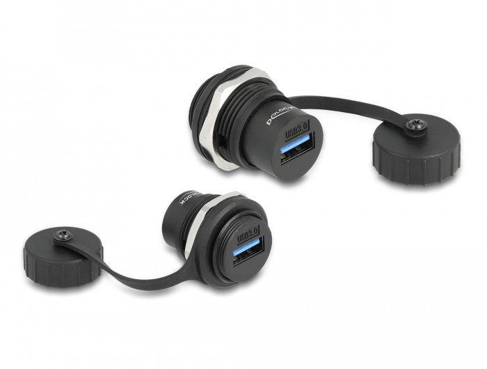 DELOCK USB-A 5 Gbps Einbaubuchse mit Verschlusskappe IP67 DELOCK USB-A 5 Gbps Einbaubuchse mit Verschlusskappe IP67