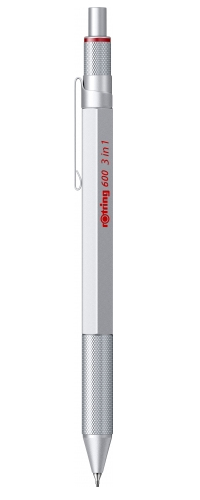 ROTRING Feinminenst. 600MULTI 3in1 Silb.0.5 Kug. bl/&shy;r Geschenkbo