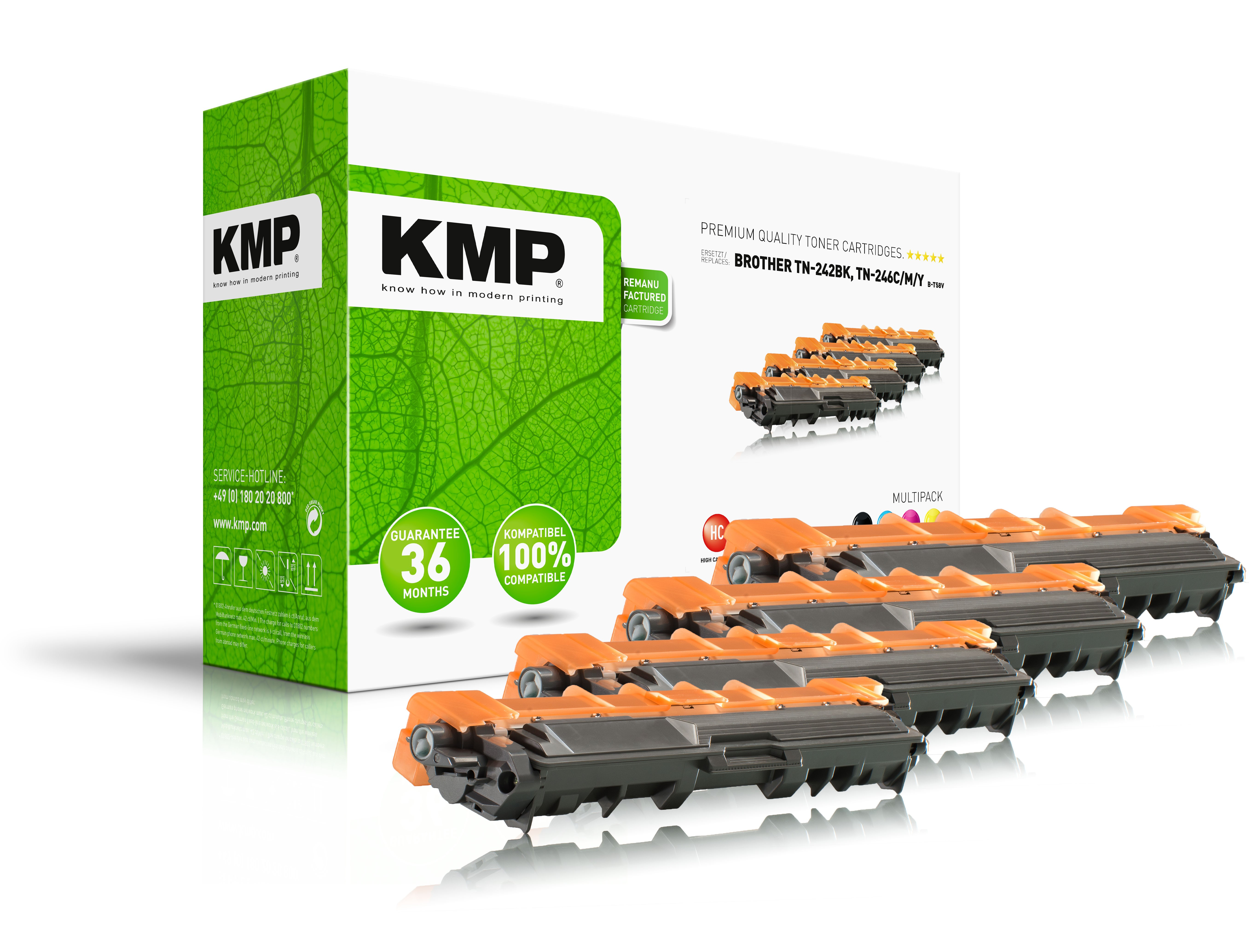 KMP Toner Brother TN-242BK/­C/­M/­Y Multipack B-T58V remanufactured KMP Toner Brother TN-242BK/­C/­M/­Y Multipack B-T58V remanufactured