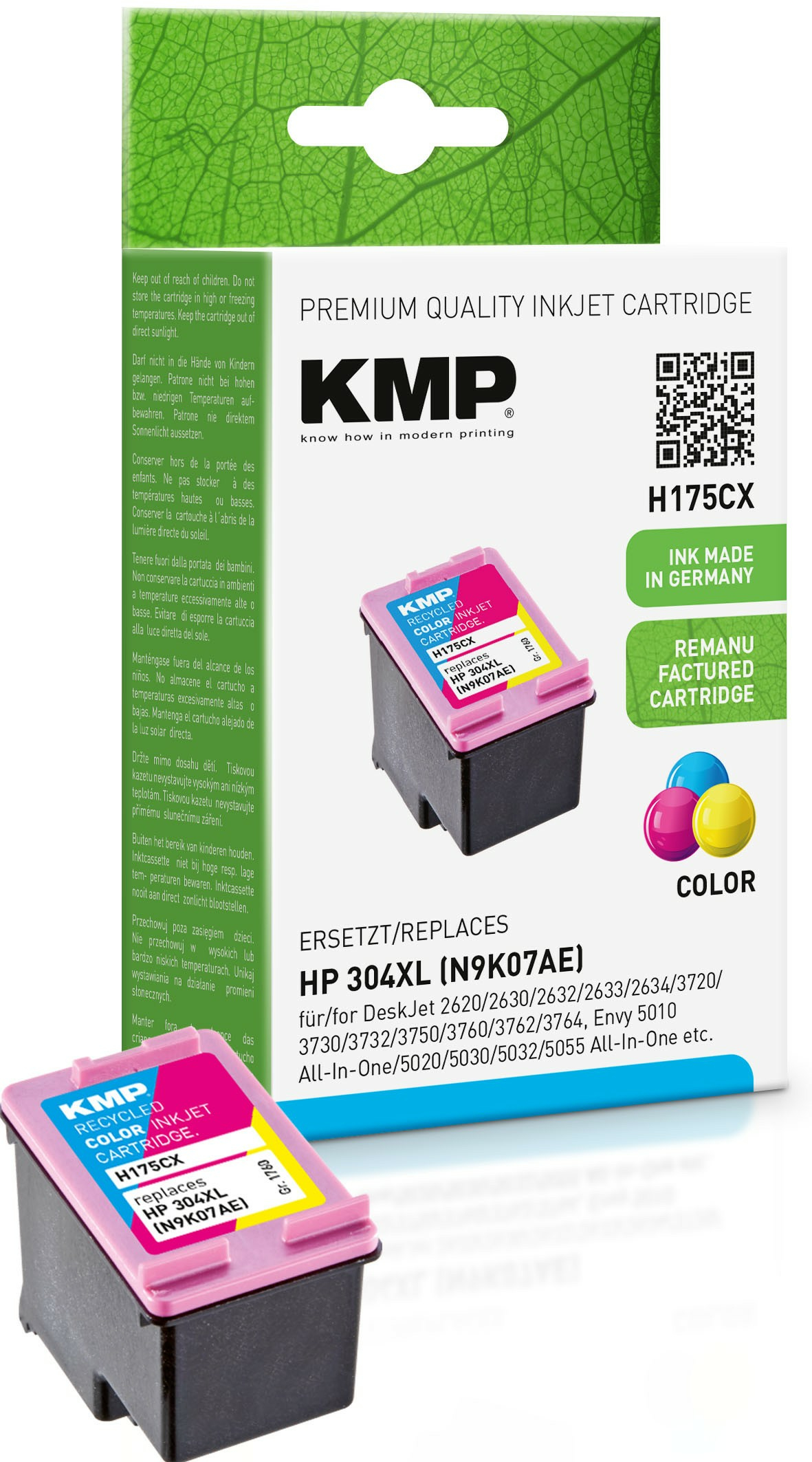 KMP Patrone HP 304XL (N9K07AE) 3-color 300 S. H175CX refilled KMP Patrone HP 304XL (N9K07AE) 3-color 300 S. H175CX refilled