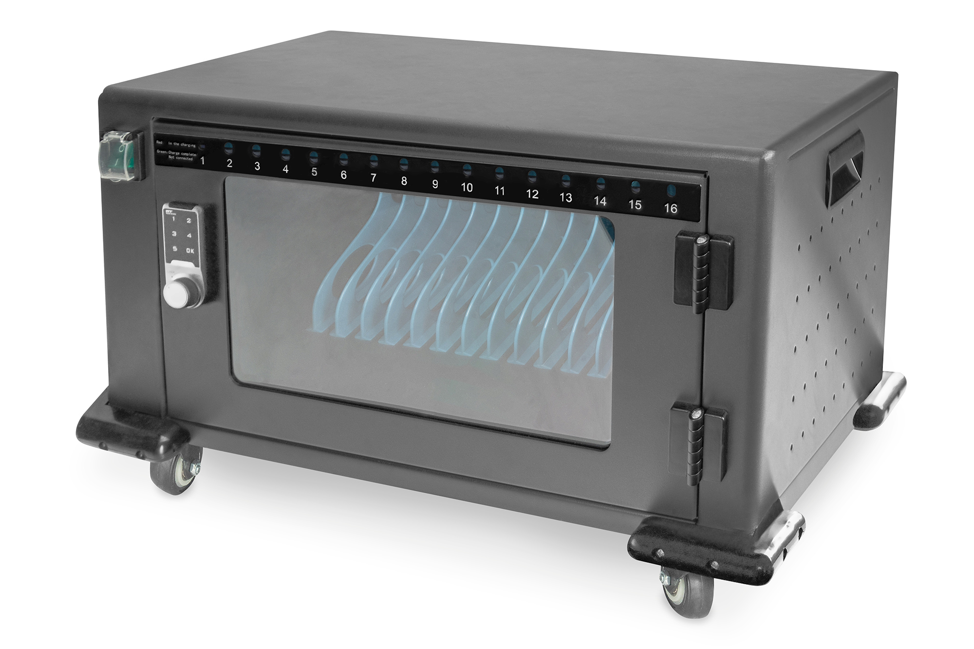 DIGITUS Mob.Ladeschrank Tablets 16x14" inkl. Laufrollen,schw