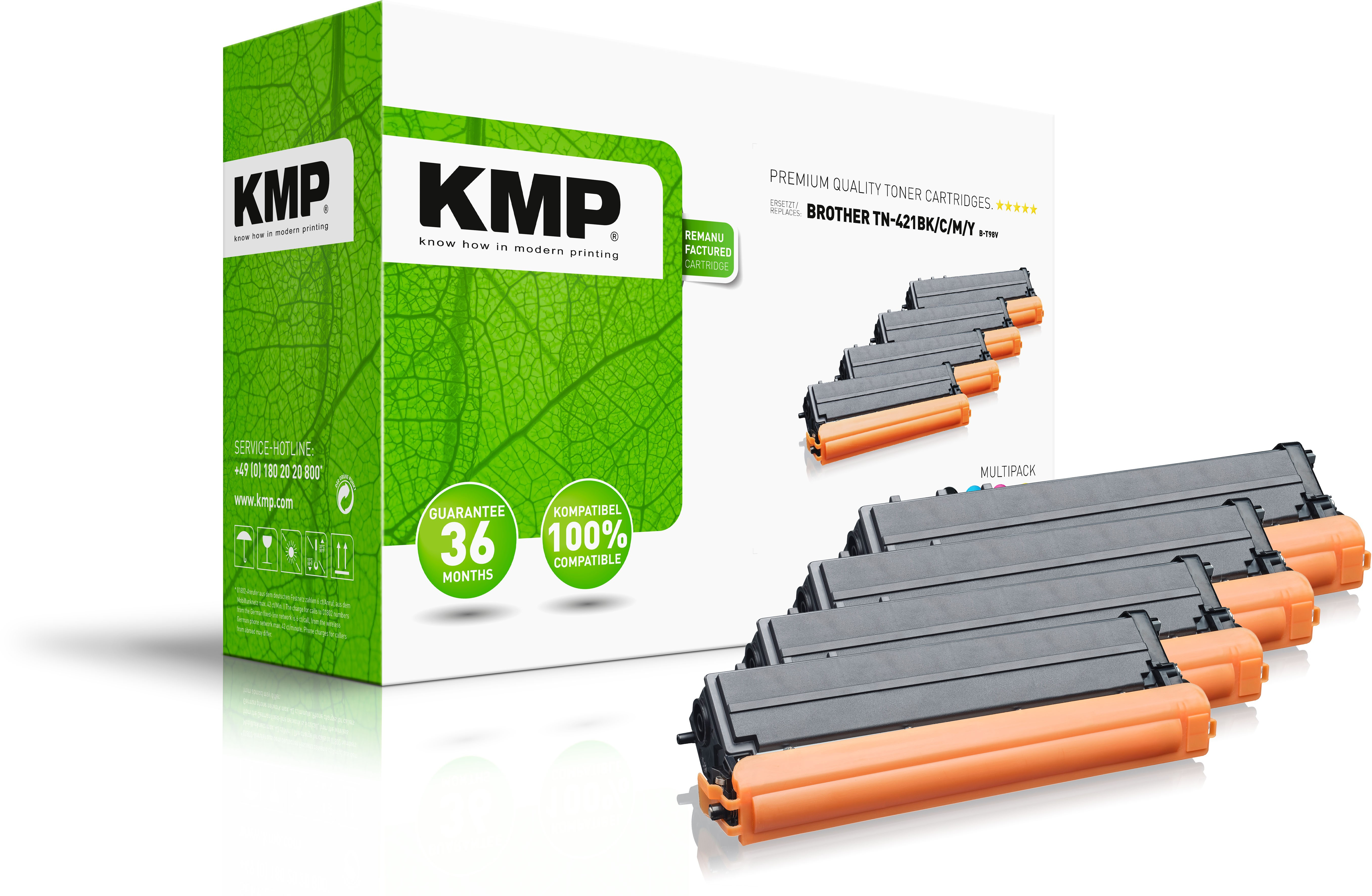 KMP Toner Brother TN421BK/­C/­M/­Y Multipack B-T98V remanufactured KMP Toner Brother TN421BK/­C/­M/­Y Multipack B-T98V remanufactured