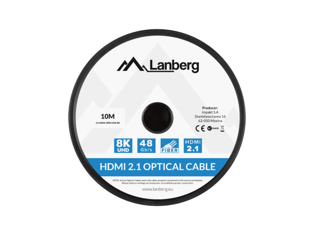 LANBERG HDMI M/&shy;M V2.1 Kabel 10m 8K optisch AOC schwarz