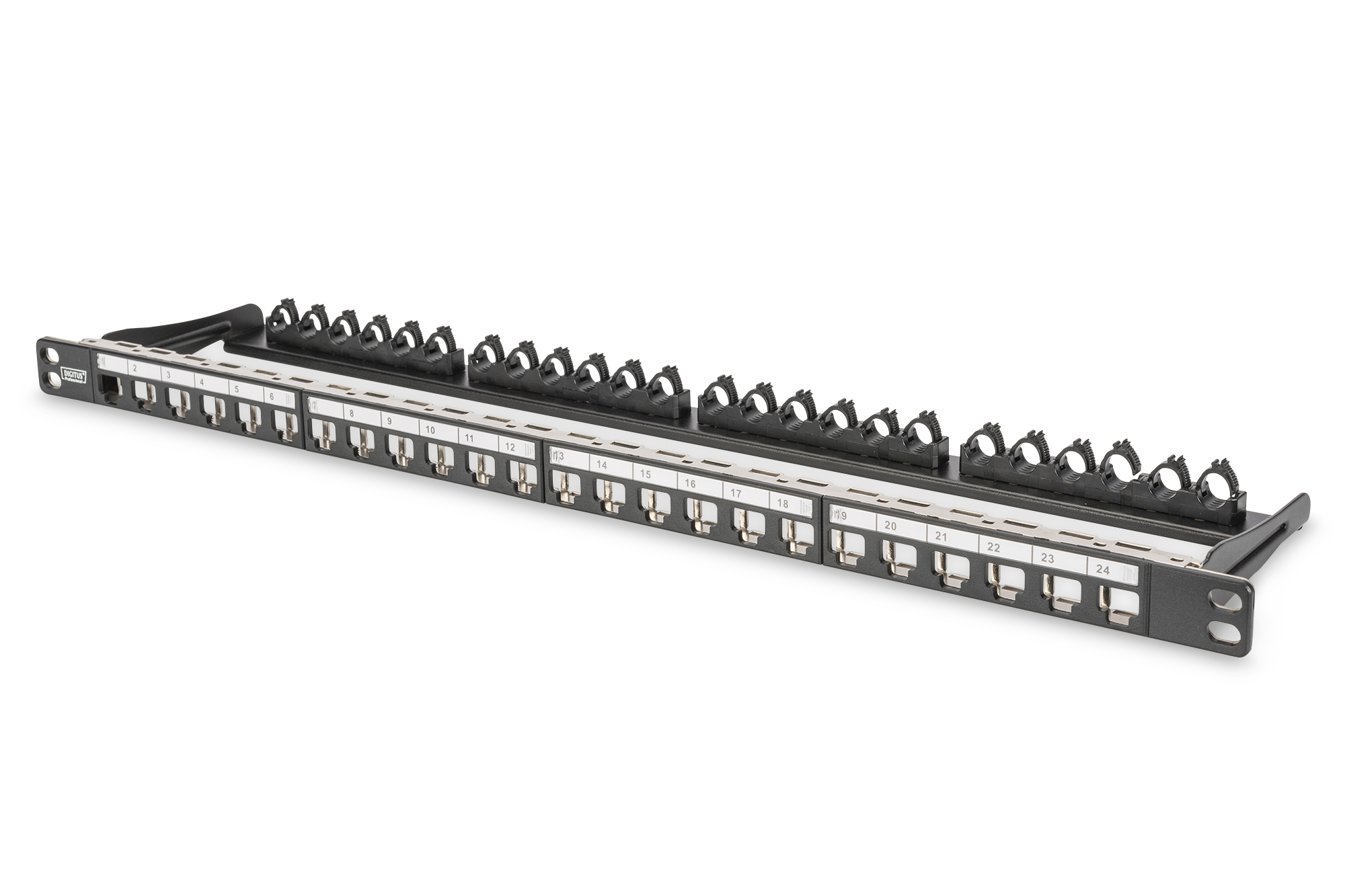 DIGITUS Patchpanel 0,5HE 24-Port Modular geschirmt schwarz DIGITUS Patchpanel 0,5HE 24-Port Modular geschirmt schwarz
