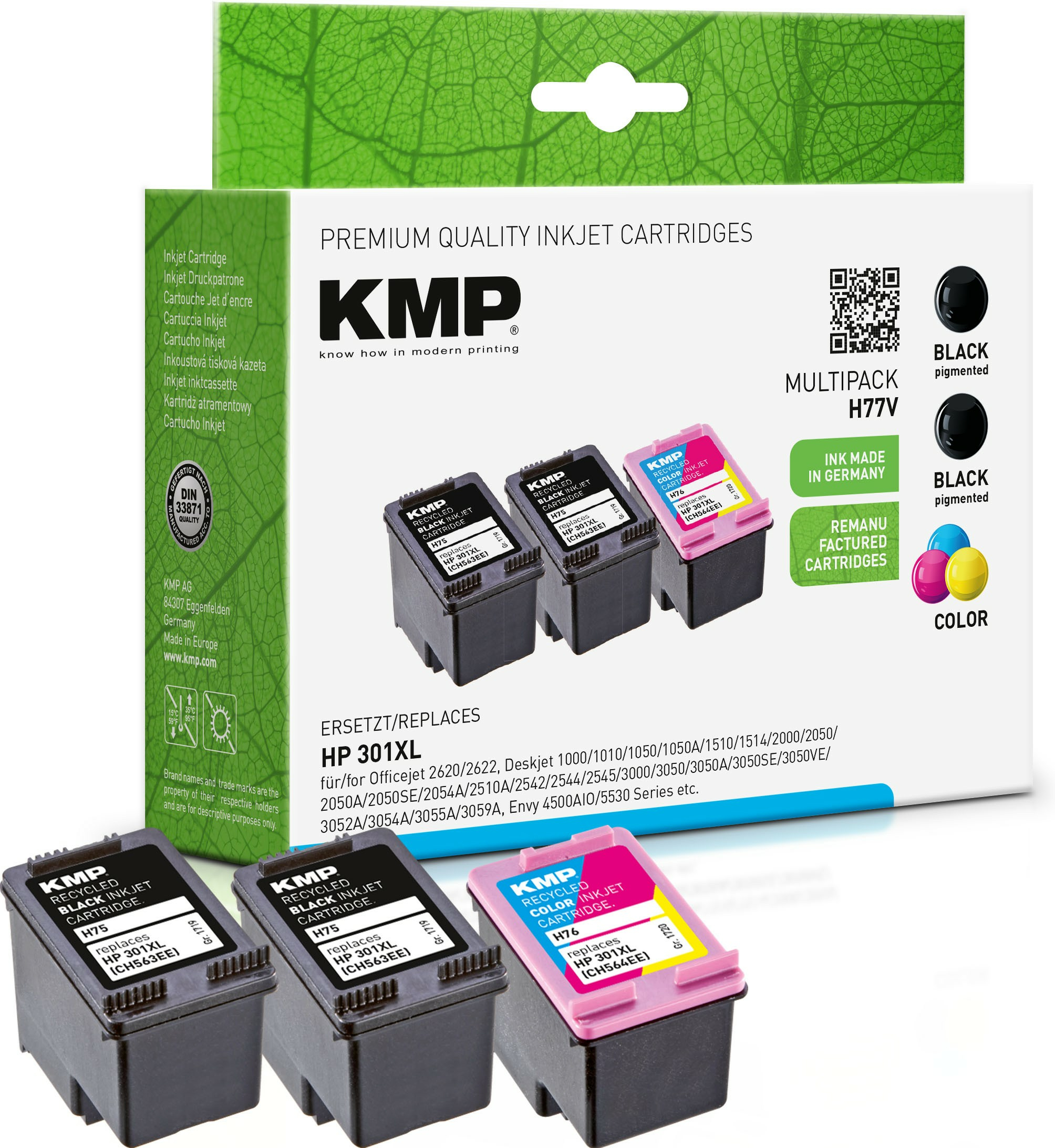 KMP Patrone HP HP301XL CH563EE Multipack BK/&shy;C/&shy;Y/&shy;M remanufactured