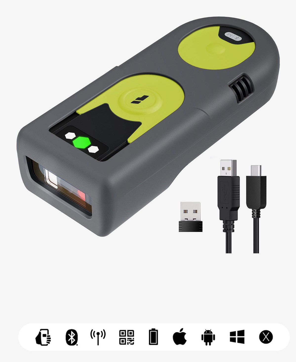 inateck BCST-42 Green 1D/&shy;2D Barcode Scanner, Bluetooth, 2,4G