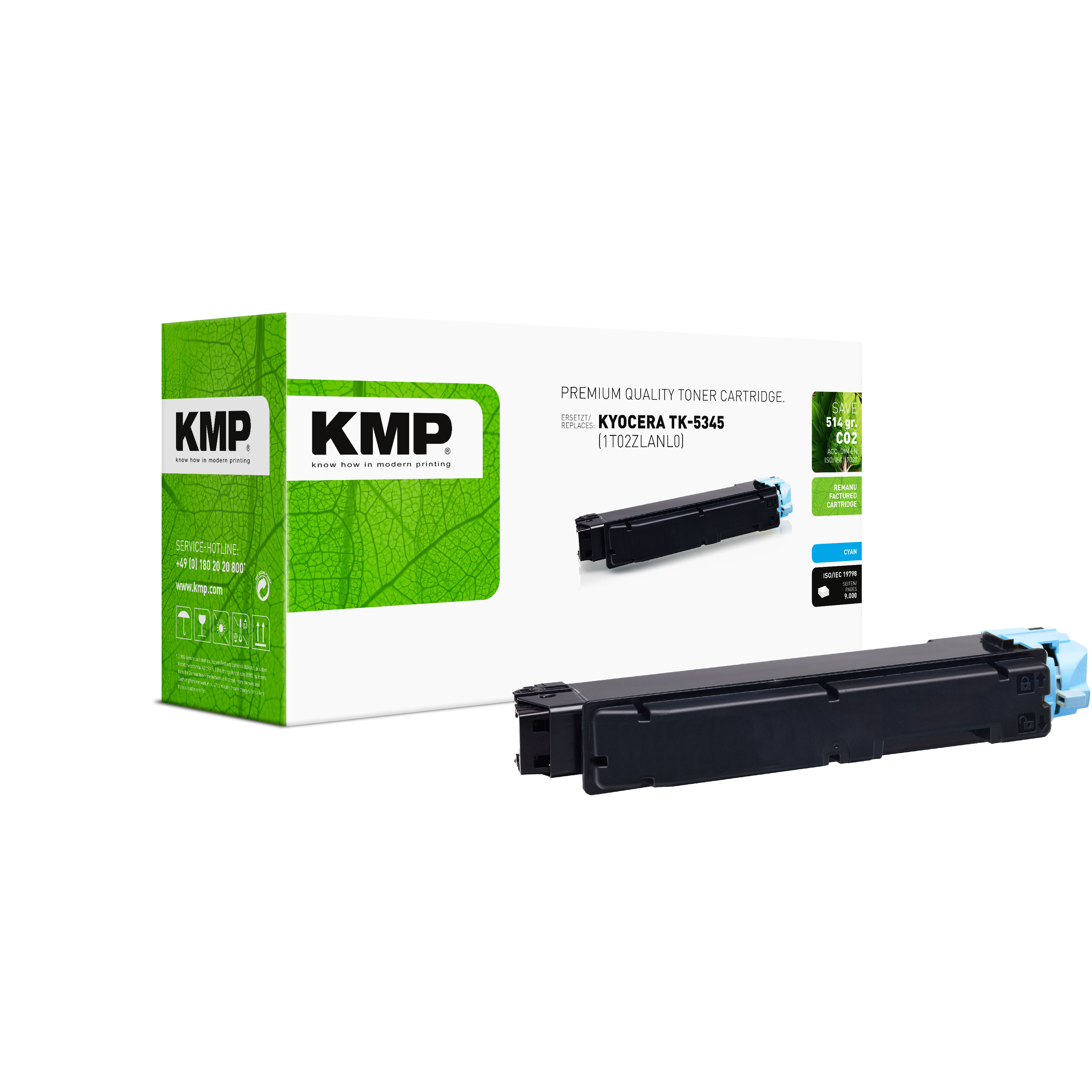 KMP Toner Kyocera TK-5345C (1T02ZLCNL0) cyan 9000 Seiten remanuf KMP Toner Kyocera TK-5345C (1T02ZLCNL0) cyan 9000 Seiten remanuf