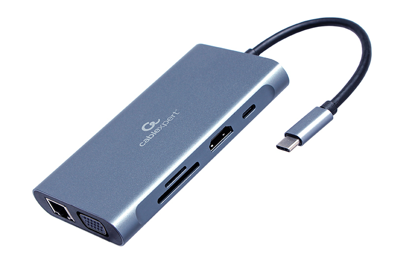 gembird USB Typ-C 7-in-1 Kombi Adapter spacegrau