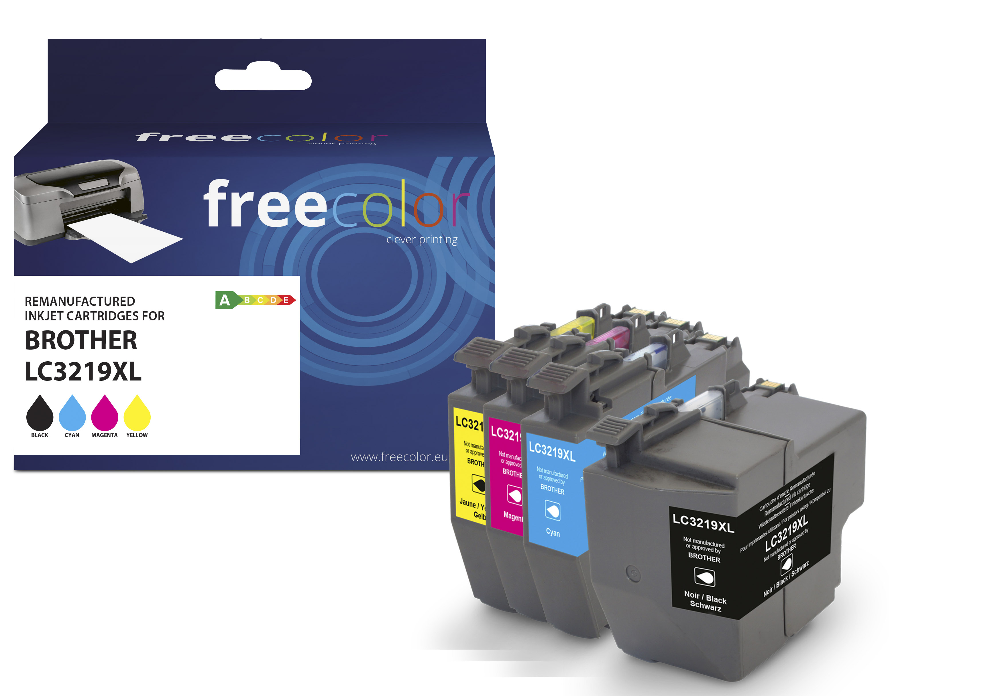 Freecolor Patrone Brother LC3219XL Multipack BK/&shy;C/&shy;M/&shy;Y remanufact