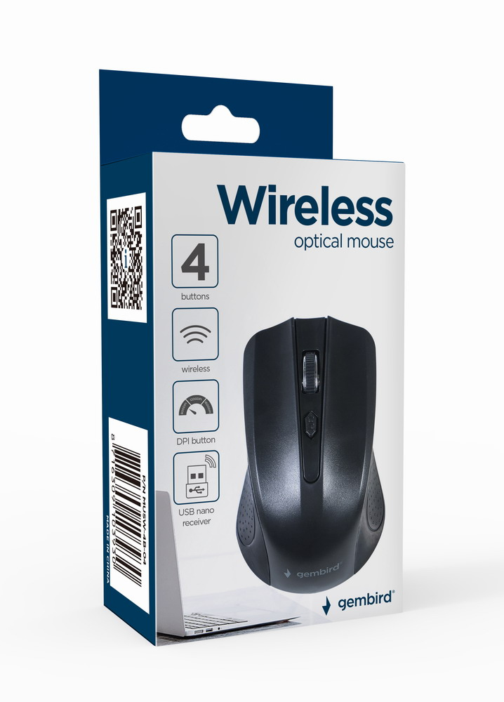 gembird Maus OPT WIRELESS 4 Tasten inkl.nano USB schwarz