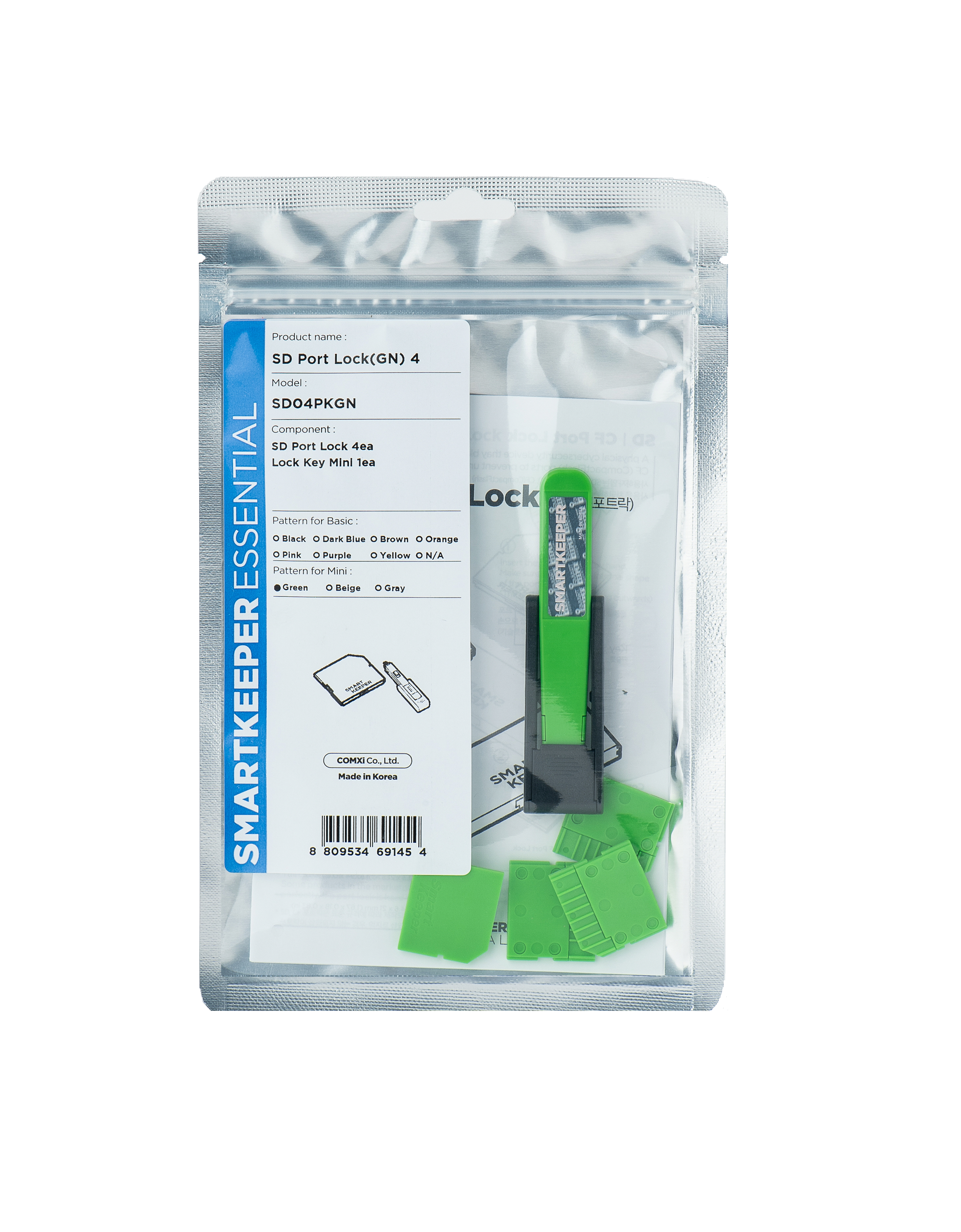 SmartKeeper Mini "SD Port" Blocker grün 4 Stk.+Key
