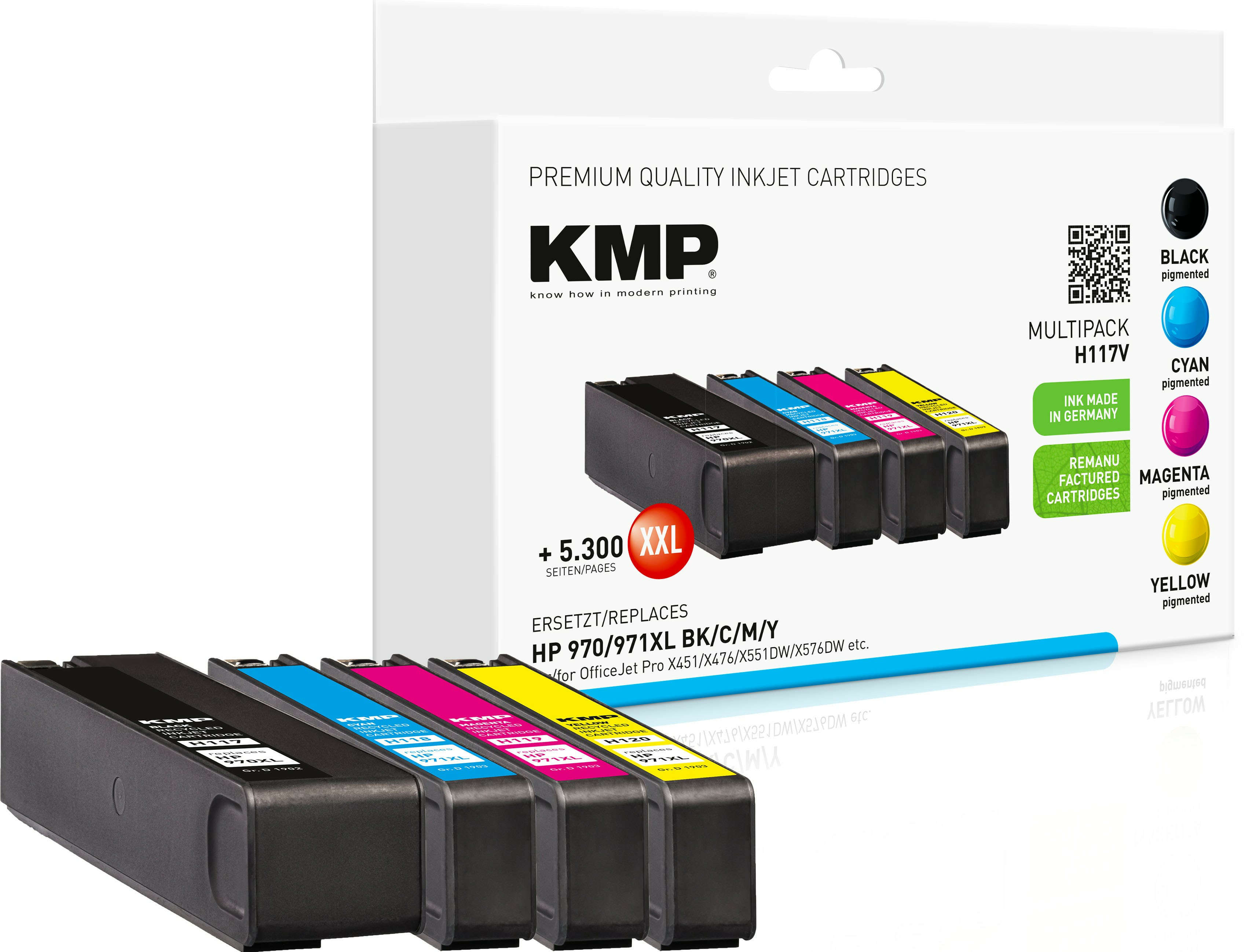KMP Patrone HP 970/­971XL Multipack 6600-14500 S. H117V refilled KMP Patrone HP 970/­971XL Multipack 6600-14500 S. H117V refilled