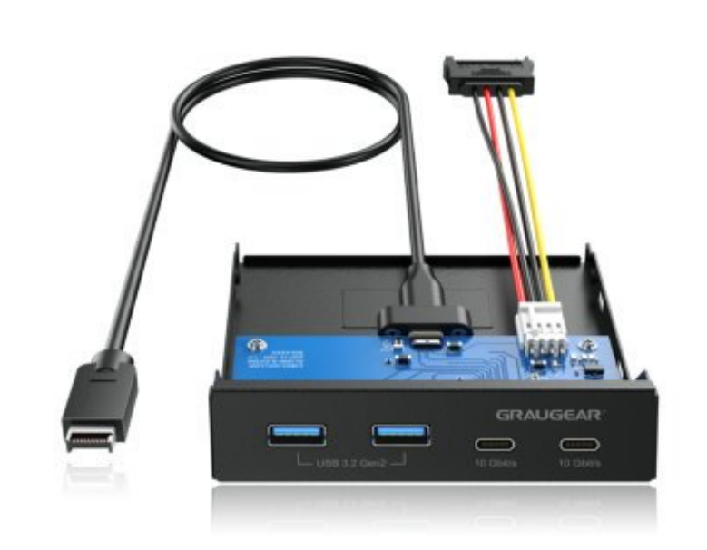 GRAUGEAR Multi Frontblende 4-Port USB-HUB, 2x USB-C,2x USB-A ret