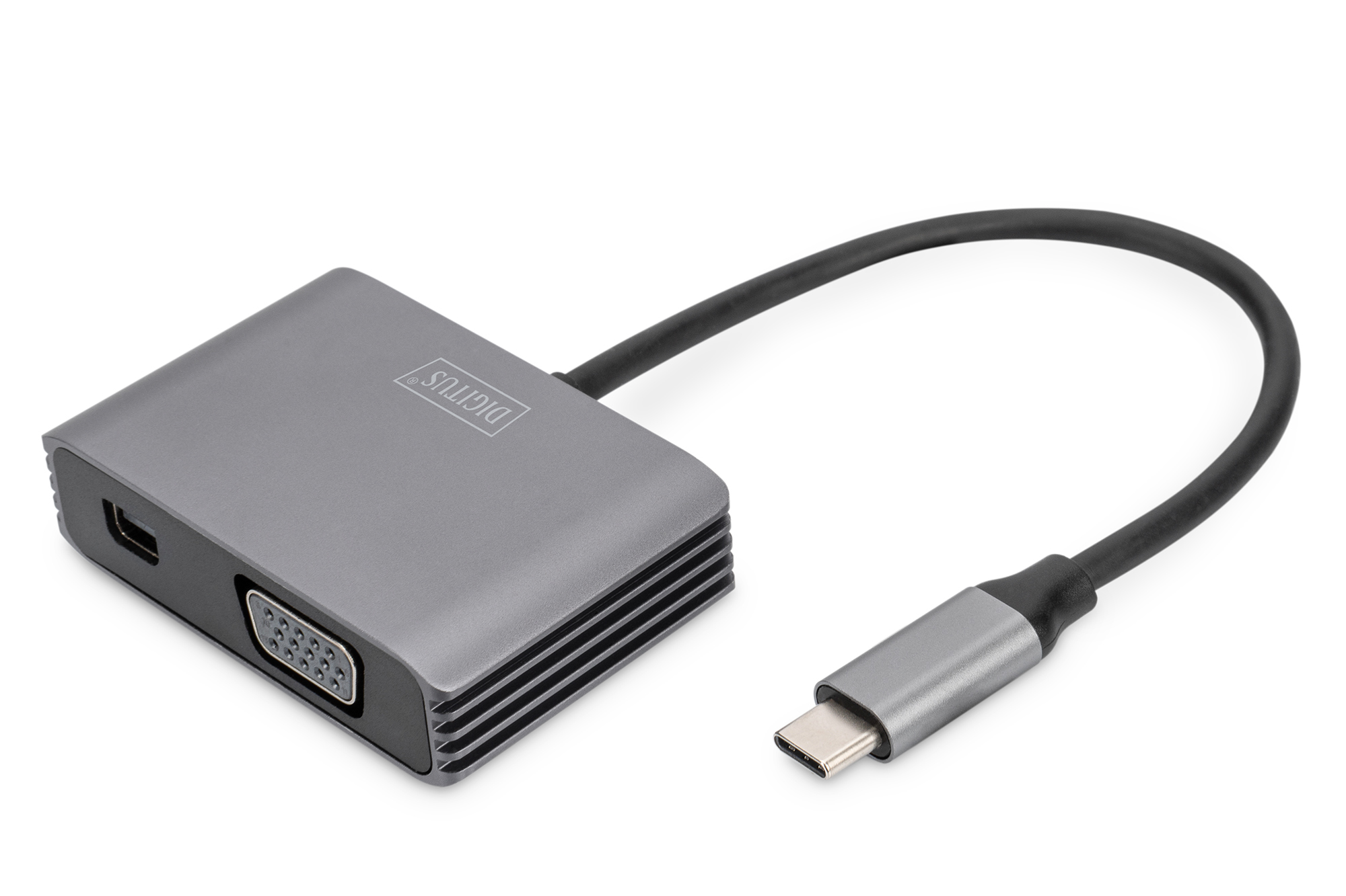 DIGITUS Adapter USB-C St. -> VGA Bu./&shy;MiniDP Bu. 4K/&shy;30Hz 20cm