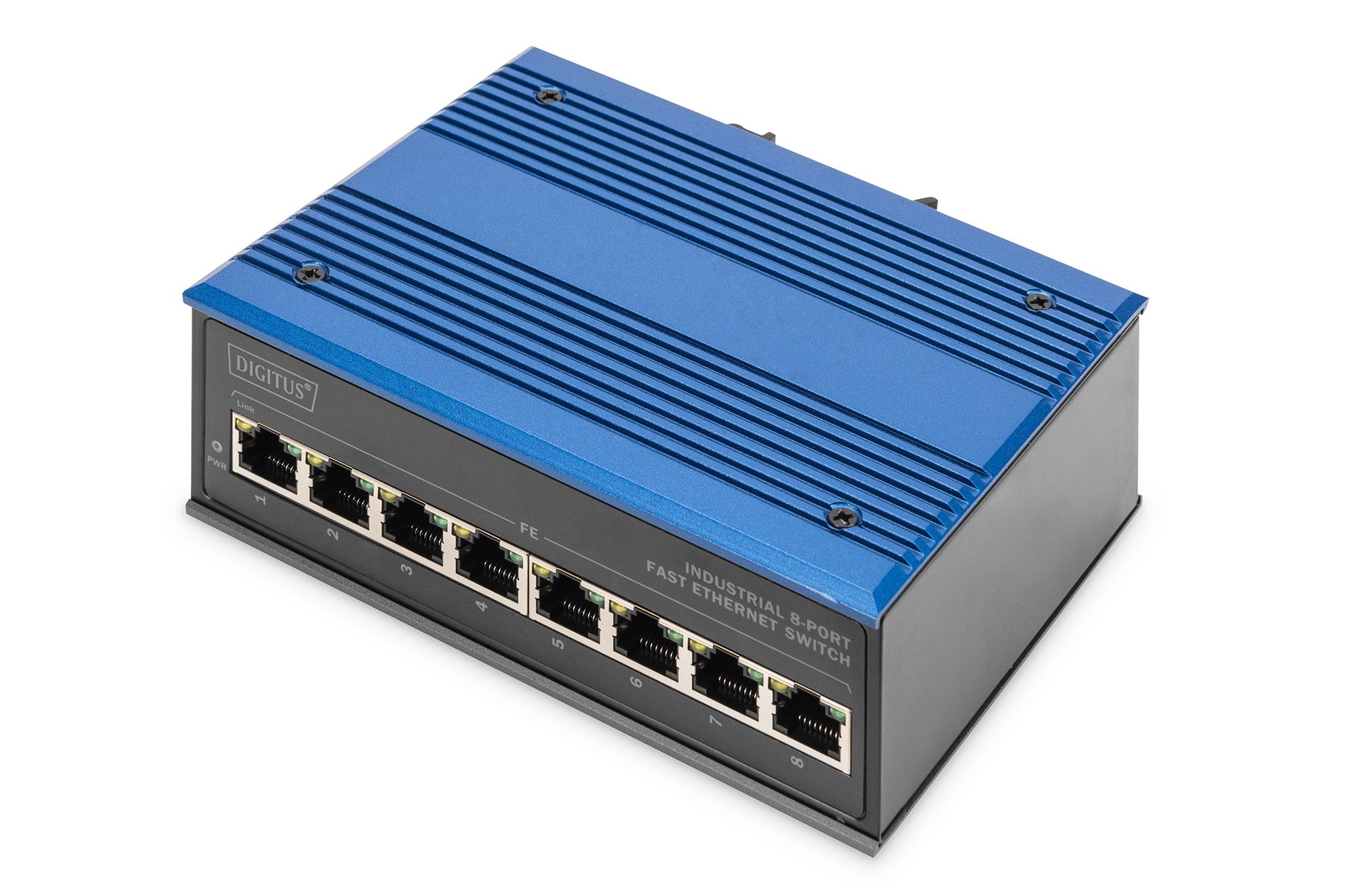 DIGITUS Switch Ind. 8-Port 10/&shy;100 Unmanaged blau