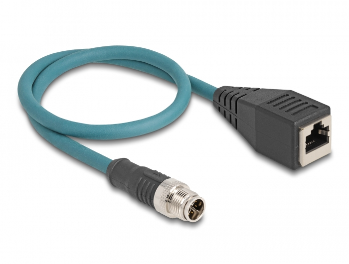 DELOCK M12 Adapterkabel X-kodiert 8 Pin ST zu RJ45,Bu 50 cm