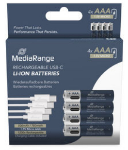 MediaRange Akku USB-C Li-ION AAA 1,5V 4St.
