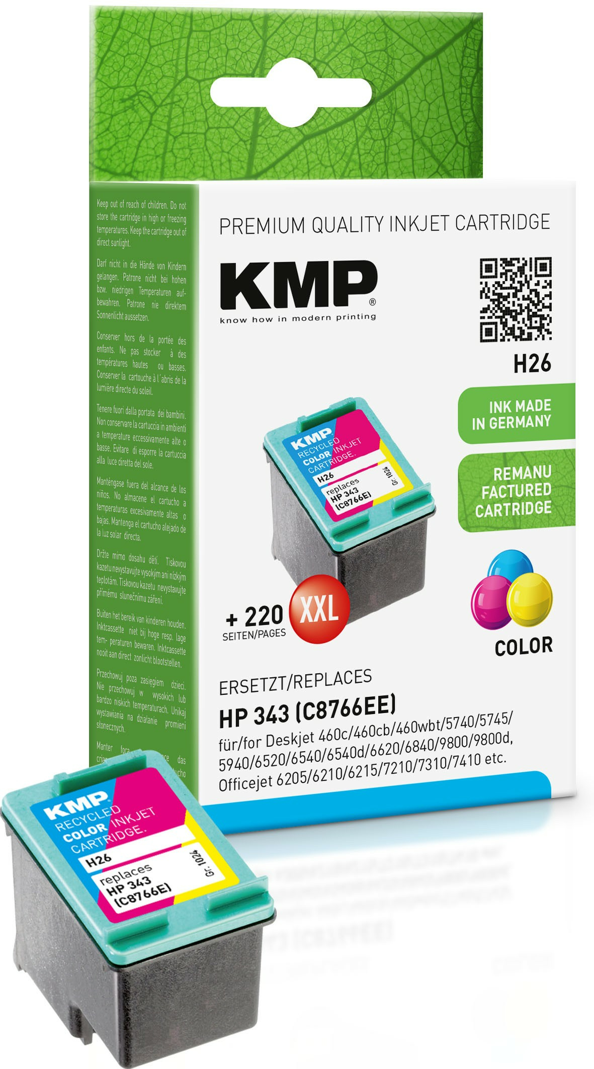 KMP Patrone HP C8766E Nr.343 color 550 S. H26 refilled