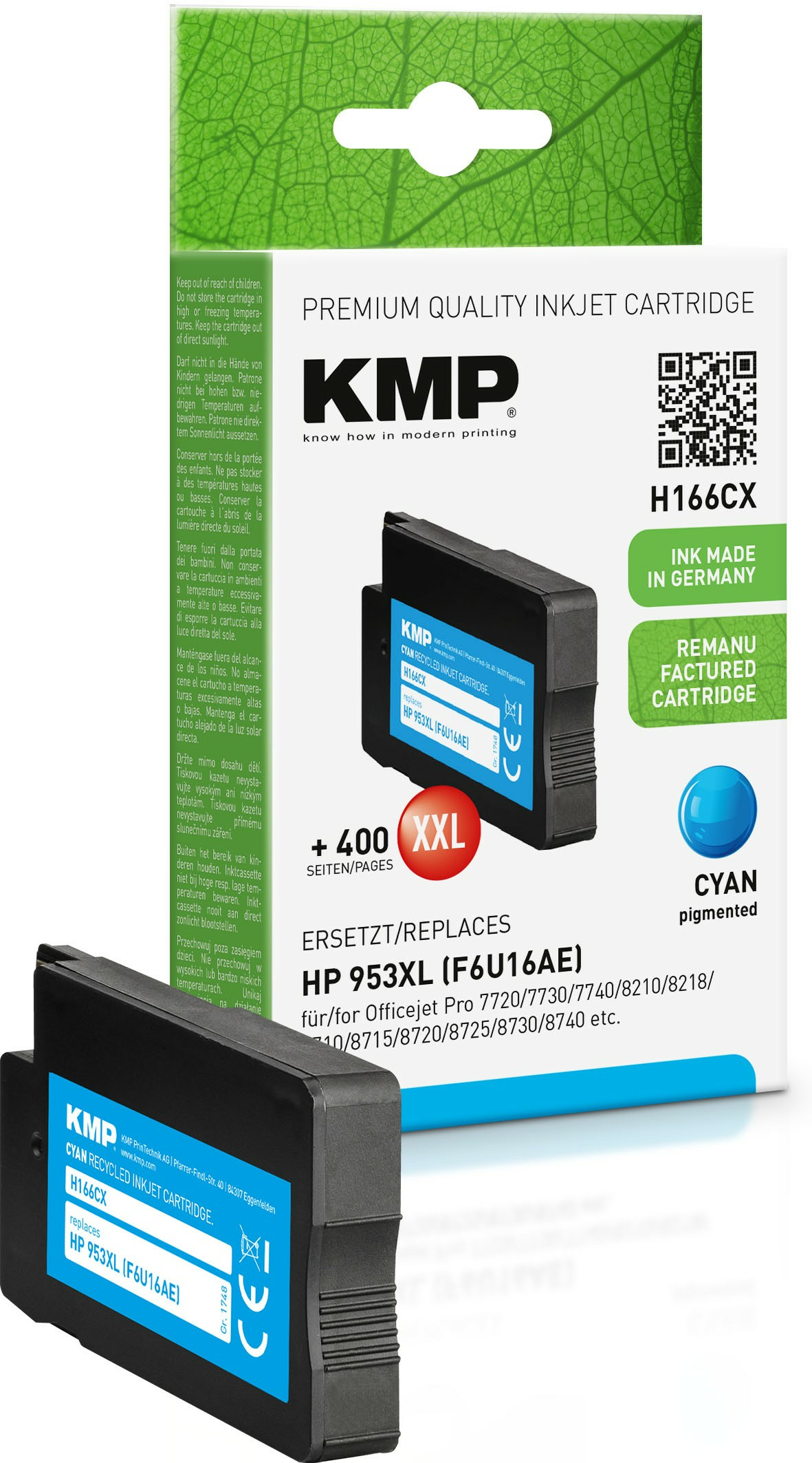 KMP Patrone HP 953XL (F6U16AE) cyan 2000 S. H166 Hybrid-Chip ref