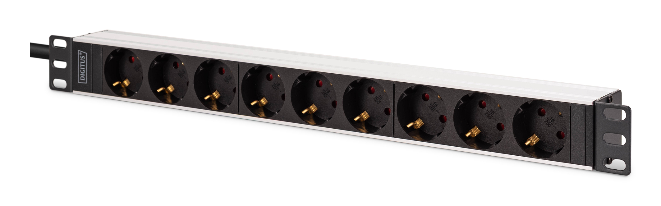 DIGITUS Steckdosenleiste 9-fach 19" Alu. 1HE 2m schwarz