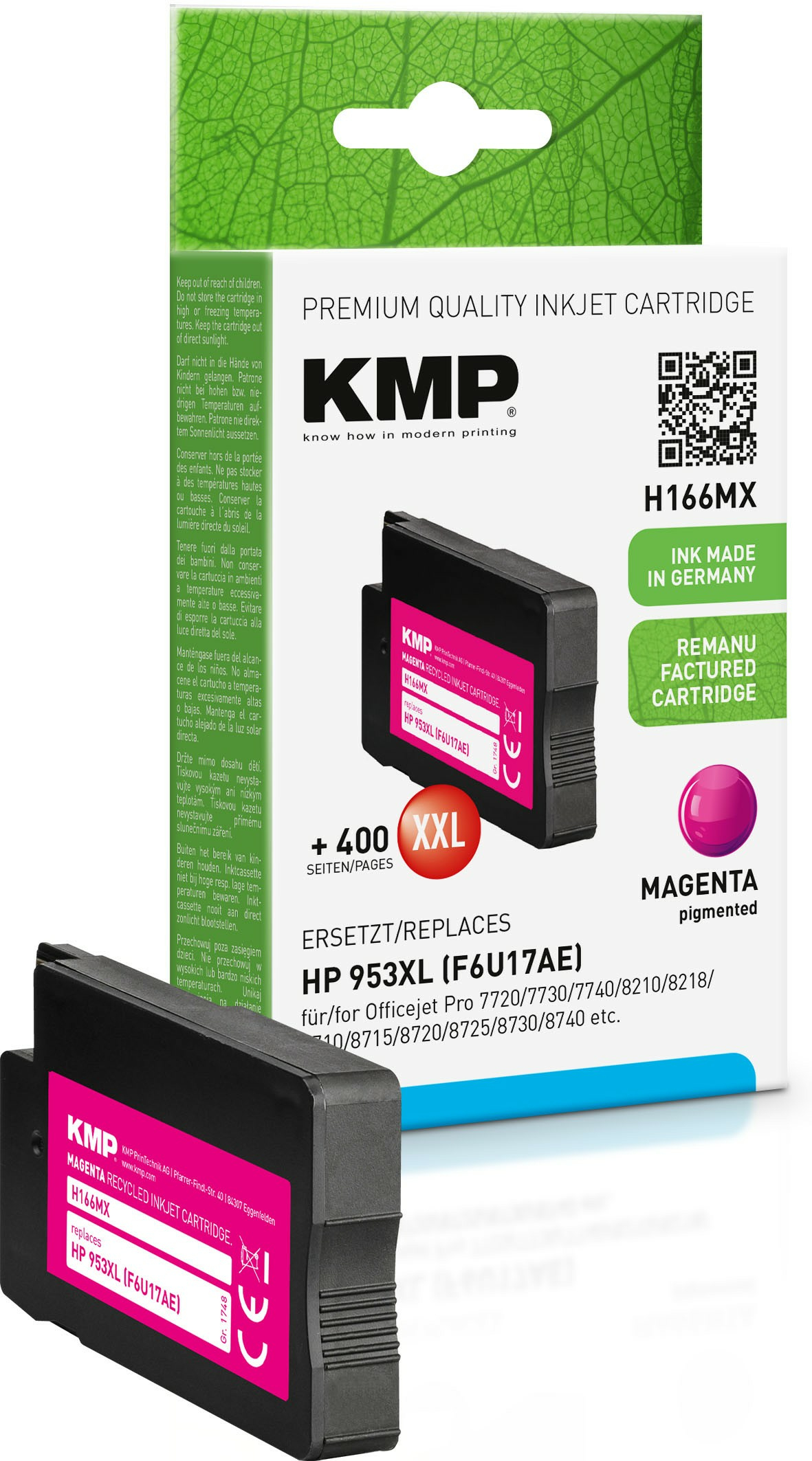 KMP Patrone HP 953XL (F6U17AE) magenta 2000 S. Hybrid-Chip refil